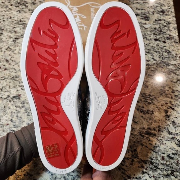 NEW Christian Louboutin Fun Vieira Orlato Flat Sneaker in Metallic Snake 41.5 - Picture 11 of 12